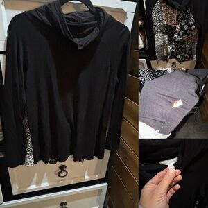 Black Long Sleeve Cowl Neck Top